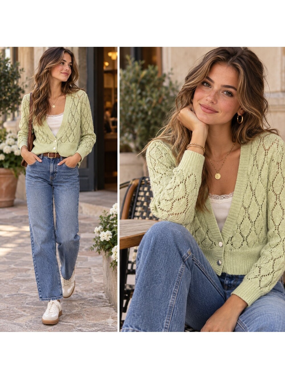 Twiggy London Sweater Mohair Blend Women's Cropped Cardigan XL Delicate Green